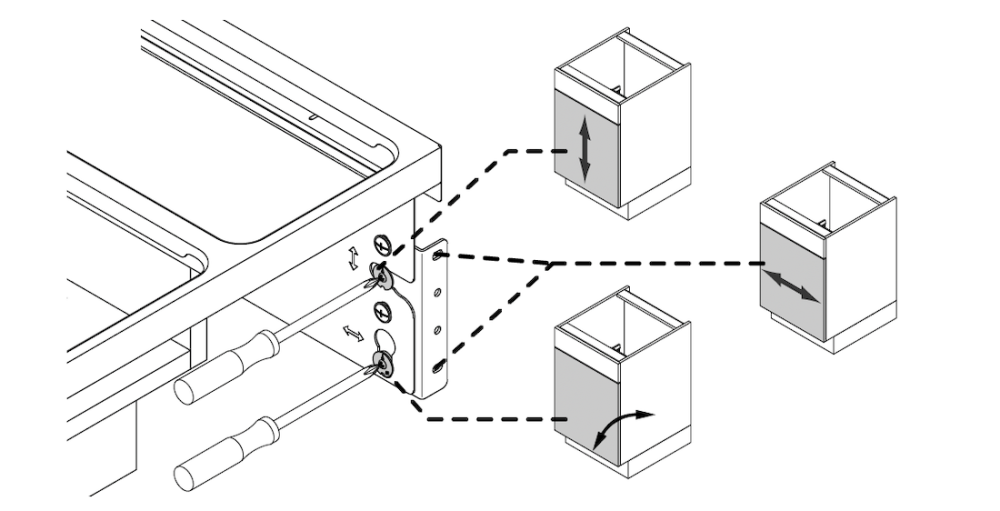 Säädä kaapin ovea ruuveilla