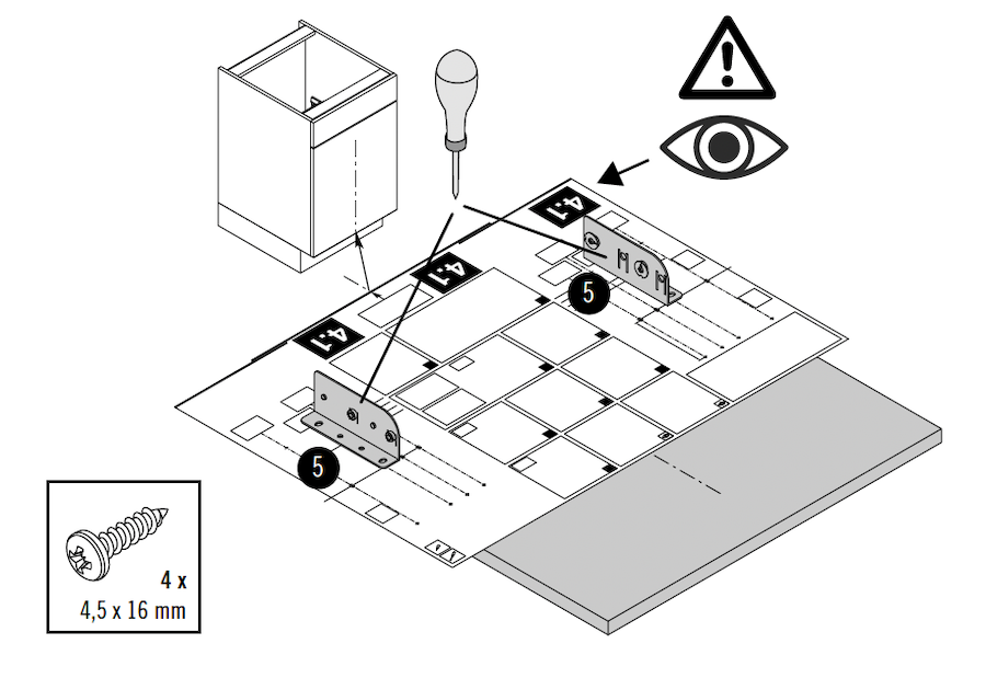 Kiinnitä kiinnikkeet kaapin oveen.