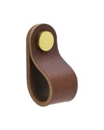 Loop Round nuppi - Ruskea nahka / kiillotettu messinki - Beslag Design