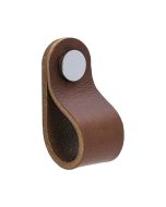 Loop Round nuppi - Ruskea nahka / kiillotettu kromi - Beslag Design